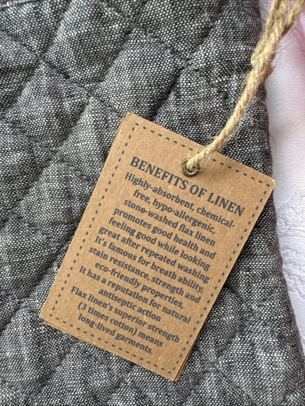 Vikolino Gray Linen Quilted Oven Glove Machine Washable 12.5